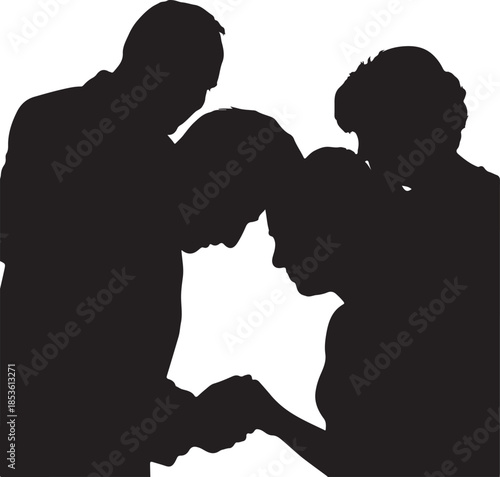 Silhouette of couple embracing