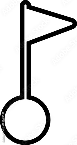 Black Golf Line Style Vector Icon Sports Equipment Symbol and Recreation Outline Graphic Group Featuring Club, Ball, Tee and Course Elements