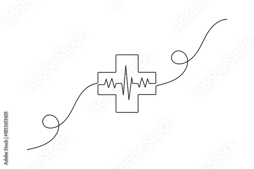 Medical cross one line art abstract minimal healthcare symbol for medical design