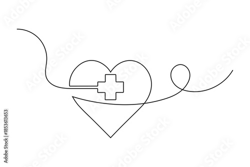 Medical cross one line art abstract minimal healthcare symbol for medical design