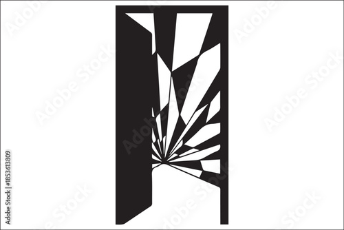 Abstract Open Door with Radiant Geometric Light
Minimalist Black and White Doorway of Transformation