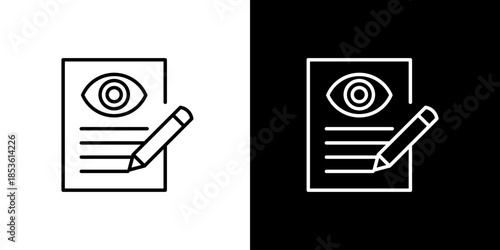 Minimalist Vector Icon Representing Document Review, Content Editing, and Privacy Monitoring for Digital Interfaces