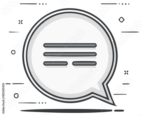 Speech bubble with text lines icon for digital communication and online messaging apps