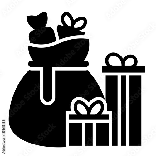 Christmas Gift Bag Silhouette with Wrapped Presents