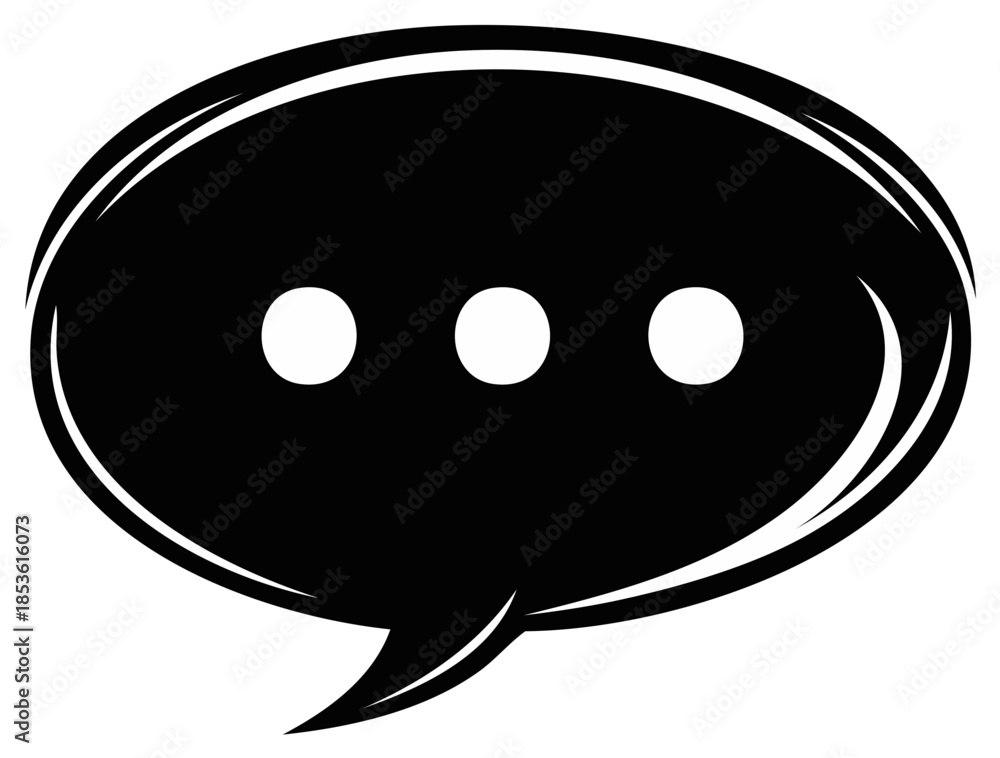 Fototapeta premium Black speech bubble with three dots symbolizing thoughts and conversations
