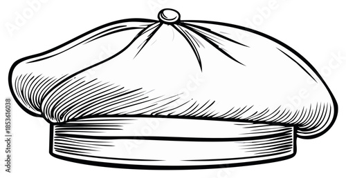 Engraved illustration of a classic newsboy cap