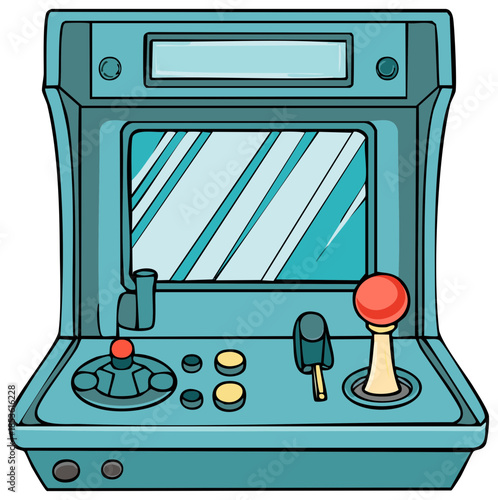 Retro video game arcade machine with joystick and buttons