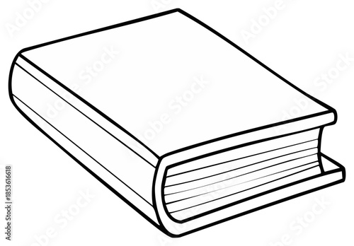 Closed book illustration, outline drawing, learning and education concept