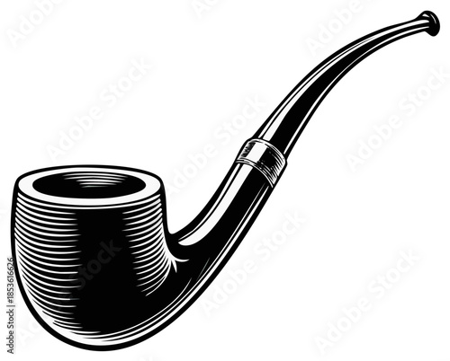Classic Smoking Pipe Illustration in Black and White