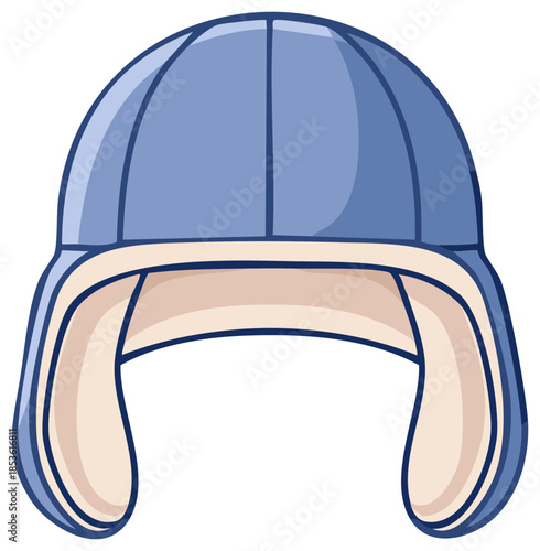 Adorable blue winter trapper hat illustration, cozy cold weather headwear with soft ear flaps