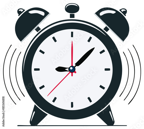 Alarm clock ringing illustration time concept.