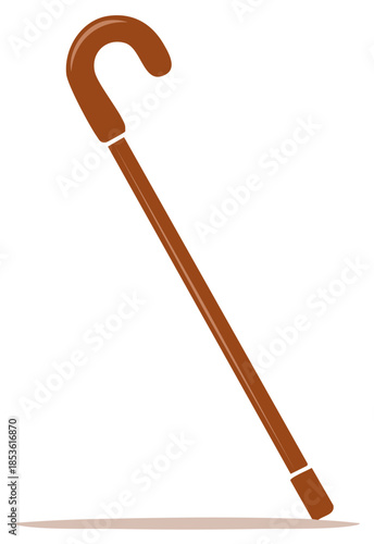 Traditional Wooden Walking Stick Cane Design with Handle Brown