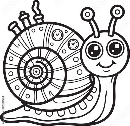 Steampunk snail with gears and steam pipes and cogs vector design