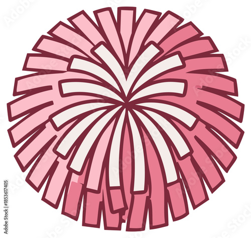 Pink and white cheerleader pompom graphic illustration for sports and spirit cheering squad performance