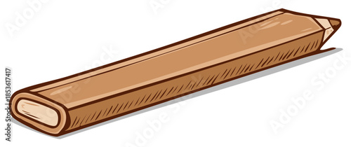 Simple cartoon illustration of a flat wooden carpenter's pencil