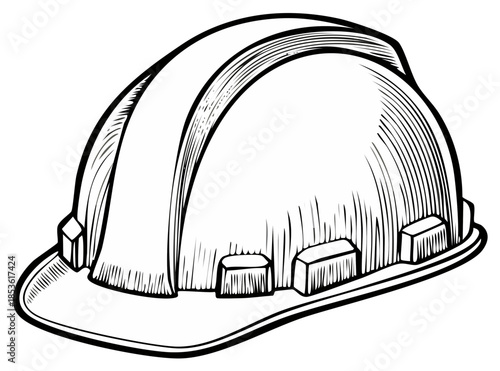 Classic Hard Hat Line Art Safety Equipment for Construction and Labor