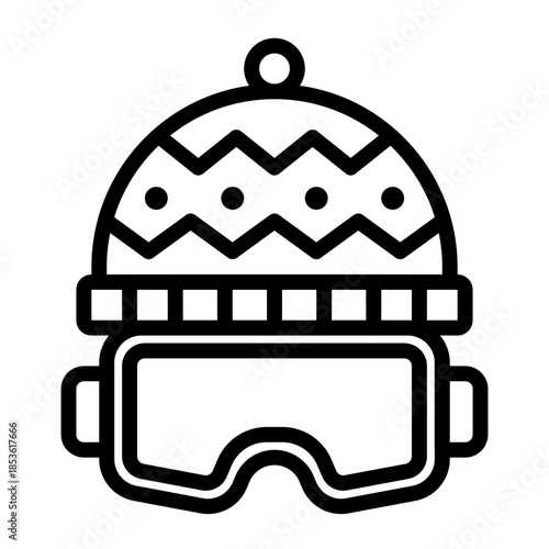 Winter Icon Set A Cozy Ski Beanie With Goggles Festive Zigzag Pattern Warm Winter Apparel