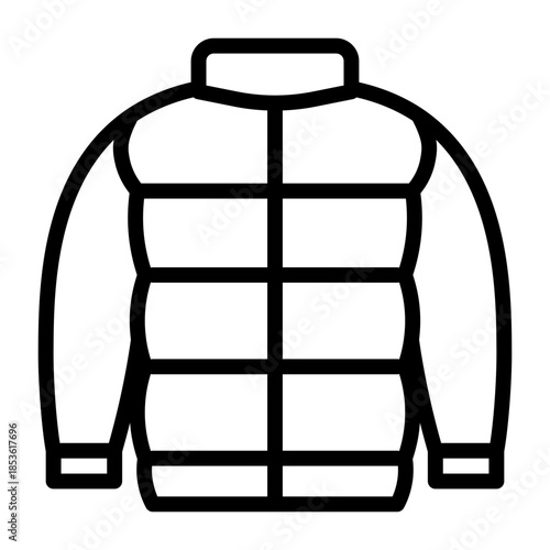 Puffer Jacket Winter Icon Simple Line Art Style Minimalist Design On White Background