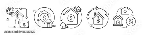 Home financing and property transaction circular arrows concept