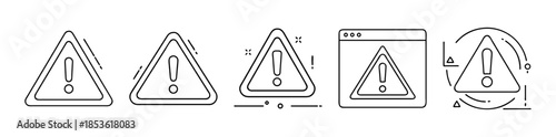Warning alert caution sign icon set, important notice symbol danger