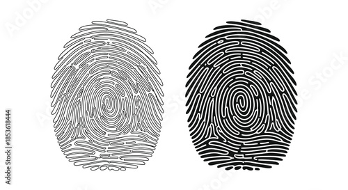 Detailed comparison of two fingerprint patterns showcasing unique ridge characteristics in a striking silhouette