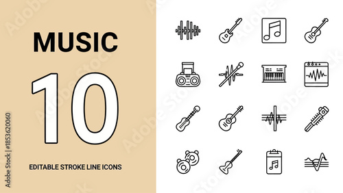 Collection of Music Icons and Symbols for Creative Projects.
