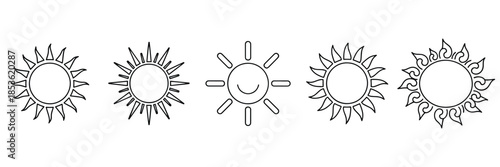 Various sun symbols in different line styles