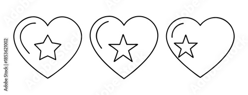 Outline hearts with stars icon, perfect love and rating symbol