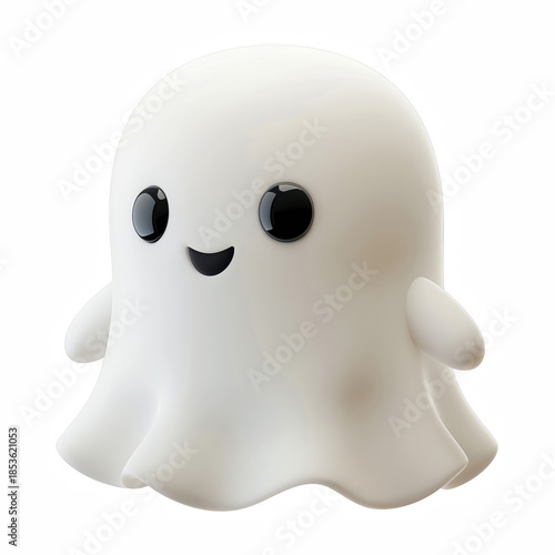 Wallpaper Mural 3D chubby cute cartoon ghost character with smiling face, halloween icon isolated on transparent background. Torontodigital.ca