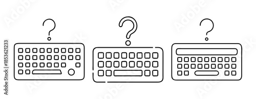 Selecting a keyboard: varied layouts with question marks icon set