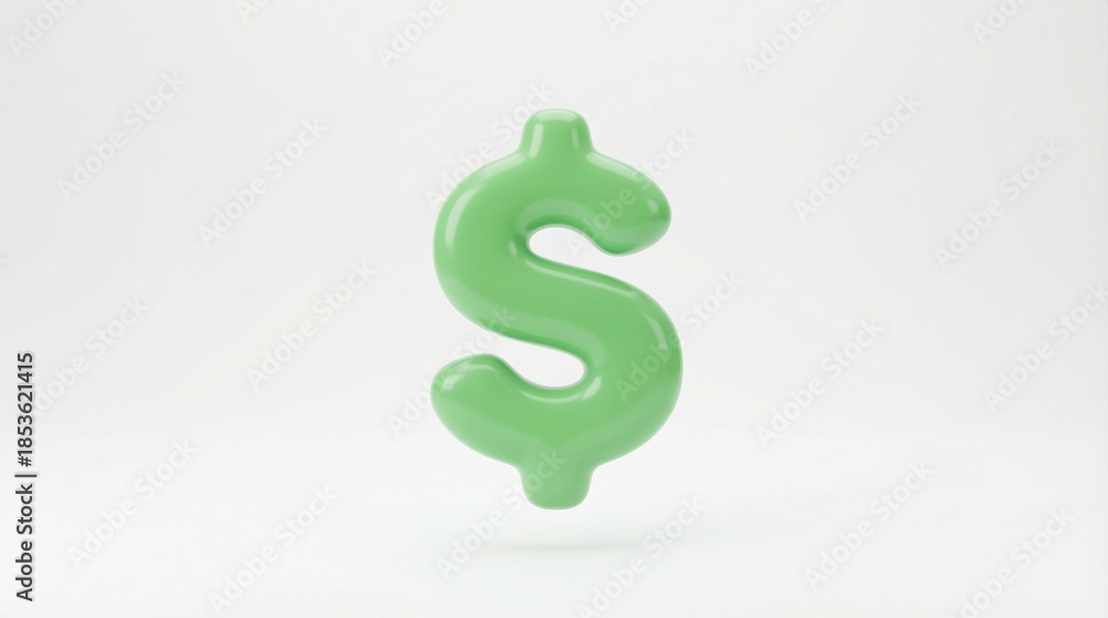 Obraz premium 3D rendered glossy green dollar sign icon