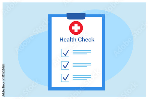 Medical health check. Stethoscope with medical check list board. Medical and health insurance concept.

