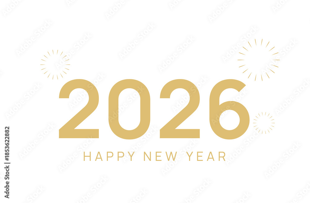 Naklejka premium 2026 New Year Design Template with Typography Vector Illustration. Modern Background for Cover, Web Banner and Greeting Card etc
