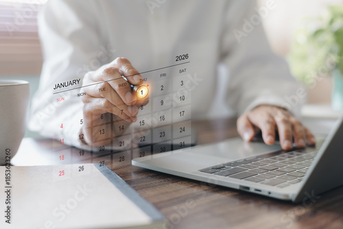 Bilde på lerret Concept of time management, schedule planning, appointment reminder, genda, deadline, and organizing work plan