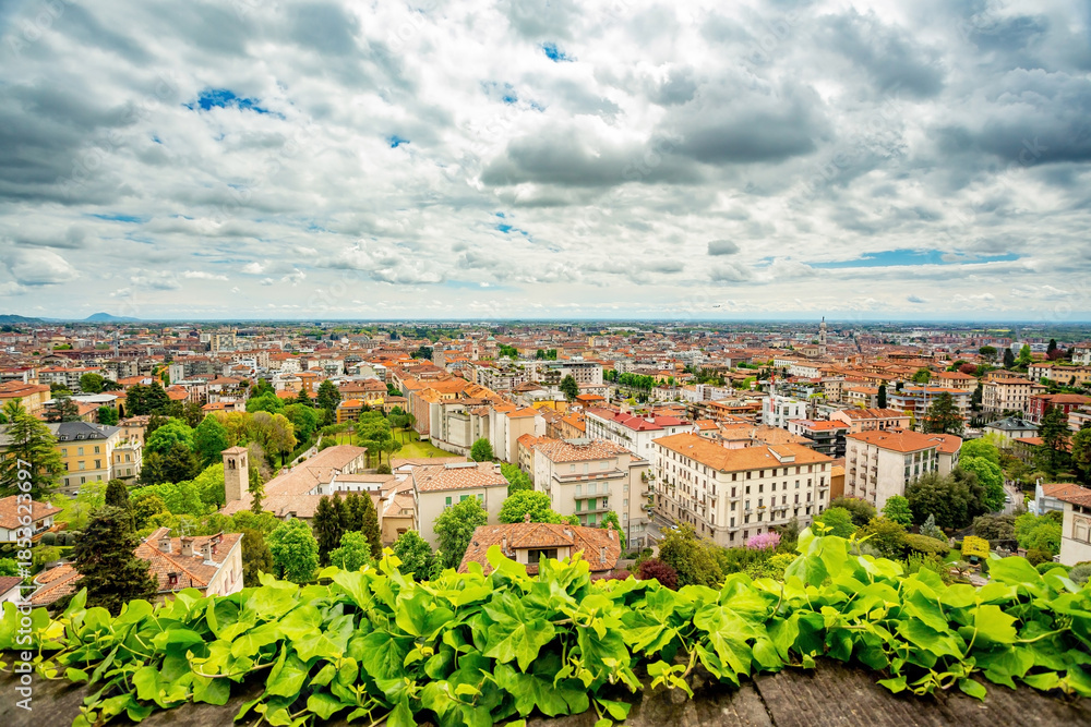 Fototapeta premium Bergamo, Italy. City view on a cloudy day.