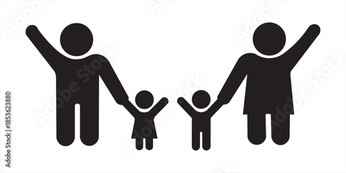 Kids icon boy girl happy vector illustration isolated white background