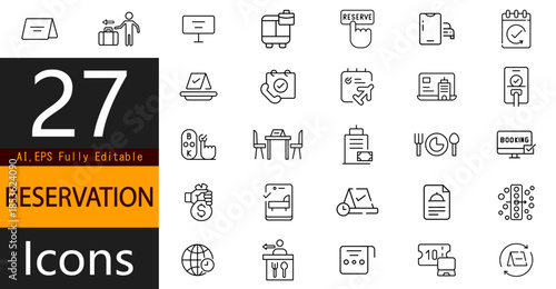 Reservation Icons Set – Booking, Appointment and Scheduling Symbols