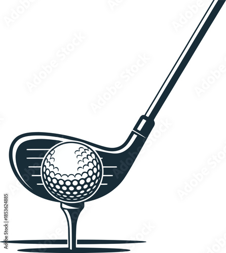 Golf club hitting ball