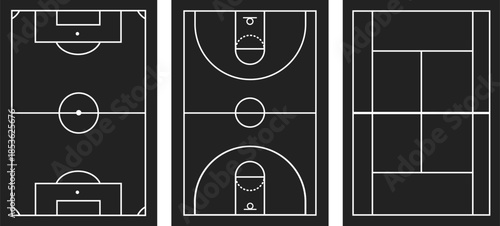 Dual representation of a soccer field and various soccer ball styles