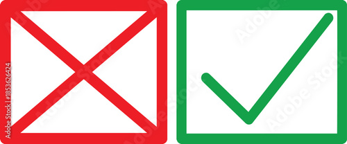 Red x and green checkmark icons isolated on transparent background