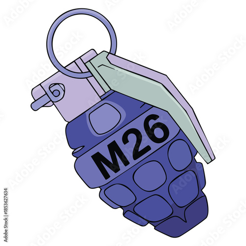 Grenade as explosive weapon thrown by hand vector illustration suitable for military, action, combat, or defense themed design and creative artwork