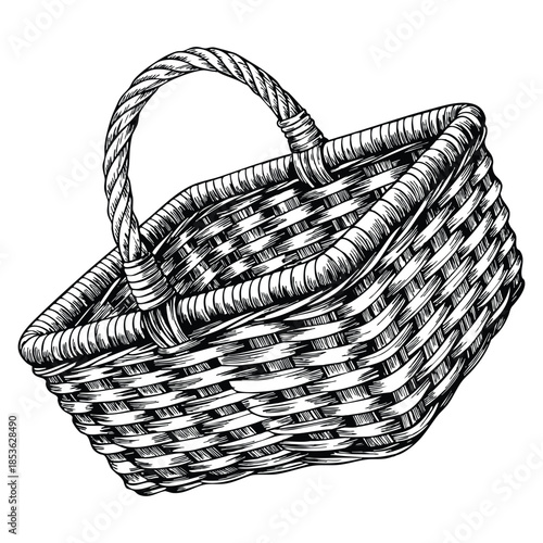 Hand drawn wicker basket sketch style vector illustration template for your design works isolated perfect for packaging craft projects or decorative design