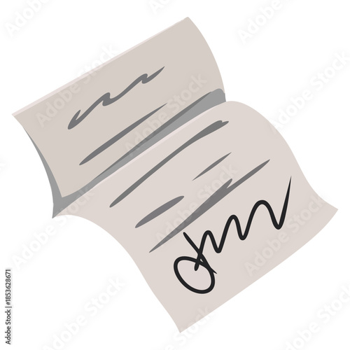 Handwritten text on letter paper sheet vector illustration ideal for stationery design background greeting card or creative writing themed illustrations