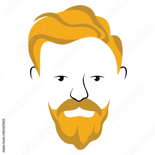 Hipster male hair and facial style vector illustration with imperial beard design element perfect for modern grooming fashion barber and character artwork