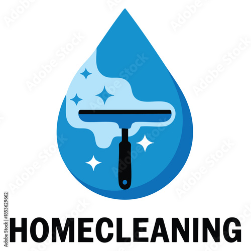 Home cleaning vector logo template design using water drop and glass wiper suitable for maintenance service branding clean house identity and hygiene concept