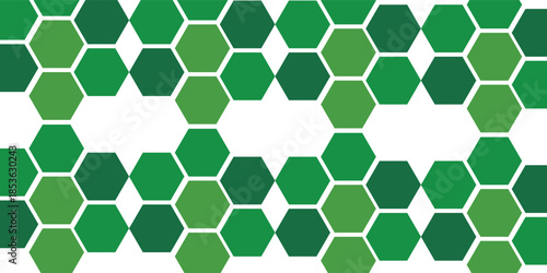 Honeycomb hexagon isolated on white background. Vector illustration. Green hexagon pattern look like honeycomb