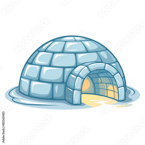 Igloo icy cold house vector illustration isolated winter design built from ice blocks perfect for cold climate, arctic, snow or winter themed artwork