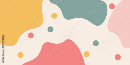 Colorful fluid pastel soft color abstract background with orange, green, pink and red solid color on white flat background. Eps10 vector