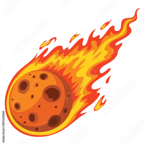 Illustration of a comet isolated on white background vector design ideal for space, astronomy, science, cosmic, or celestial themed creative artwork