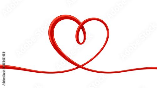 Red heart symbol made of glowing neon wire on black